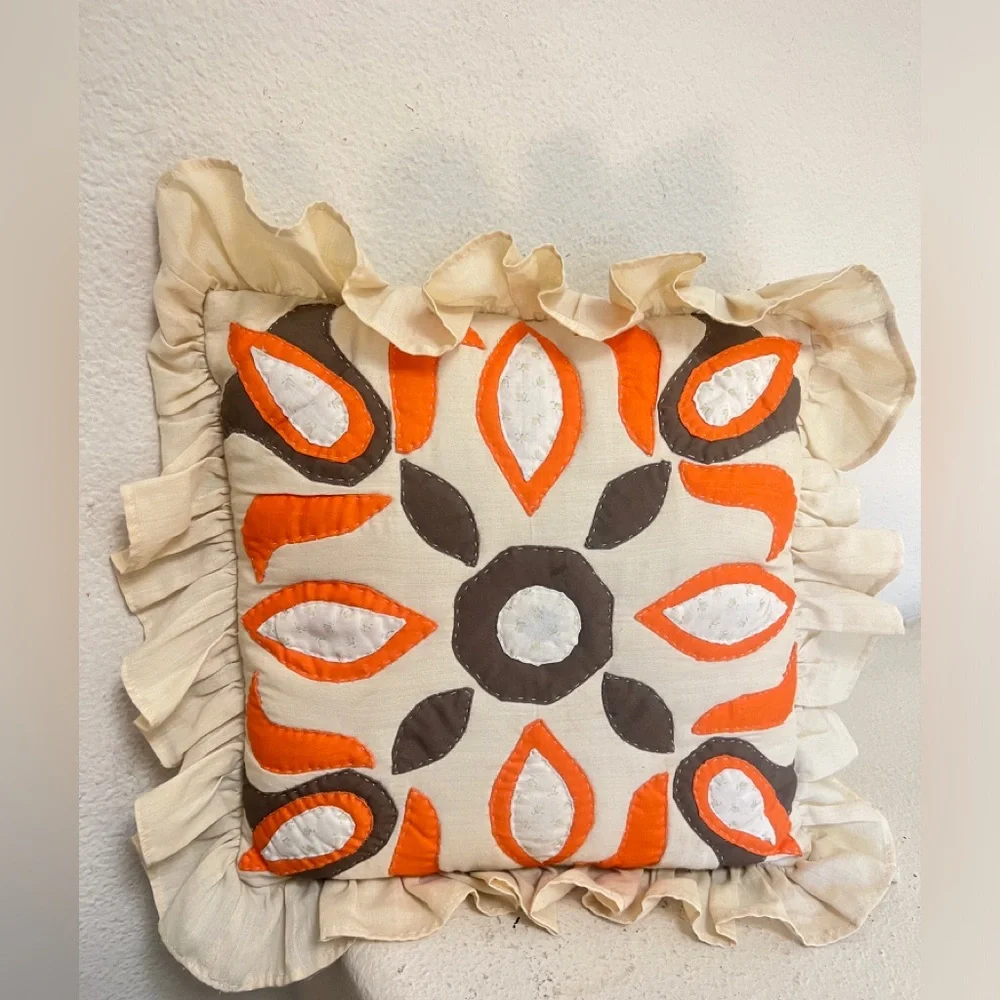 Vintage Handmade Quilted‎ Patchwork Granny Cozy cottagecore throw pillow